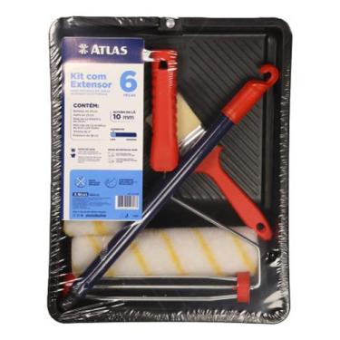 Imagem de Kit Pintura Parede Rolo Lã Pincel Bandeja Garfo Bandeja 6pcs - Alumasa