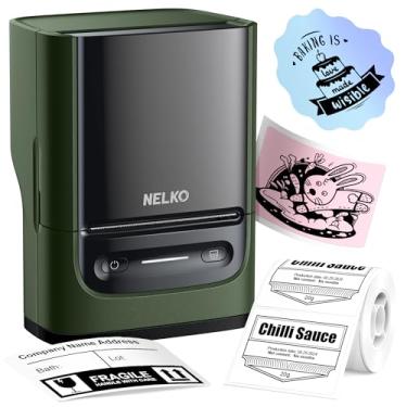 Imagem de Nelko Máquina de etiquetar com fita, impressora de etiquetas Bluethooth PM220, impressora térmica portátil de 5 cm para pequenas empresas, endereço, logotipo, roupas, impressora de adesivos para
