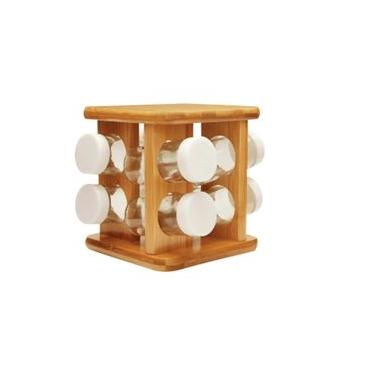 Imagem de Porta Temperos Giratório Keep Bambu 18X18cm 9 Peças - Ou