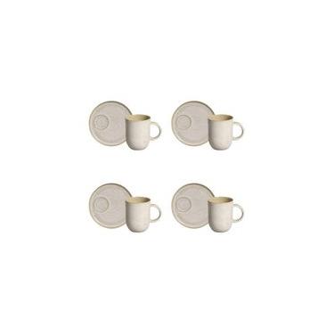 Imagem de Conjunto de Canecas e Pires Porto Brasil Coup Stoneware Latte Off White 330ml - 4 Peças