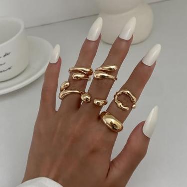 Imagem de Anéis empilháveis ajustáveis estilo boêmio conjunto de anéis empilháveis para mulheres, presentes de amizade, presentes para mulheres, dia dos namorados, Medium, Latão, Sem pedra preciosa