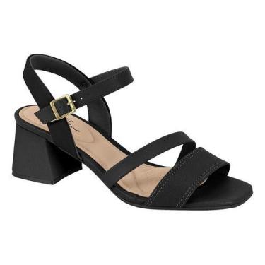Imagem de Sandália Feminina Modare Ultraconforto Salto Grosso Baixo, Preto, 36 B