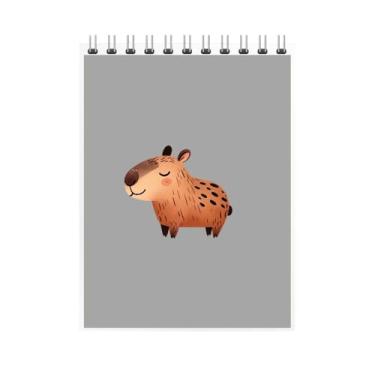 Imagem de Caderno Espiral com Ilustração de Capivara Fofa, Design Colorido, Fundo Cinza/Laranja/Roxo, Estilo Infantil (4, Cinza)