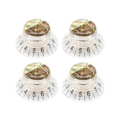 Imagem de KiBcsLic Conjunto de 4 Botões de Guitarra em Estilo Chapéu, Compactos e Elegantes, para Controle de Volume e Tom, Potenciômetro Reparo de Guitarra, Letras Pretas Claras