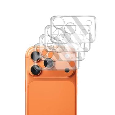 Imagem de Pacote com 4 protetores de lente de câmera para iPhone 17 Pro, vidro temperado, ultra HD, dureza 9H, antiarranhões, compatível com capas, fácil de instalar [sem afetar fotos noturnas]