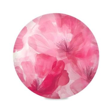 Imagem de JUZIHAI Watercolor Flower Texture Placemats 15 Inch Round Place Mats Set of 6 Heat Resistant Washable Non-Slip Dining Table Mats for Kitchen Holiday Party Decoration