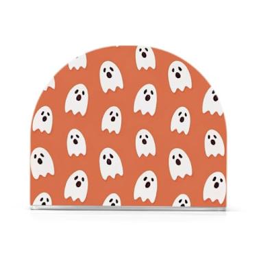 Imagem de JUZIHAI Porta-guardanapos de Halloween bonito Boo para mesa dispensador de guardanapos de acrílico para mesa suporte de lenços independente para cozinha sala de jantar bar festa decoração de casa