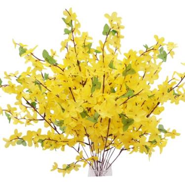 Imagem de JOJAZE 12 peças de seda artificial, ramos, flores de jasmim, flores de jasmim, jasmim, orquídeas de inverno falsas, para ambientes internos e externos, faça você mesmo, arranjo floral, festa de