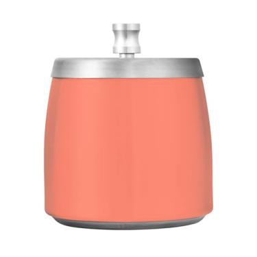 Imagem de Qilmy Cinzeiro de aço inoxidável vermelho-laranja com tampa - Cinzeiro de cigarro à prova de vento sem cheiro sem fumaça para casa, escritório, carro, pátio, varanda (uso interno e externo)