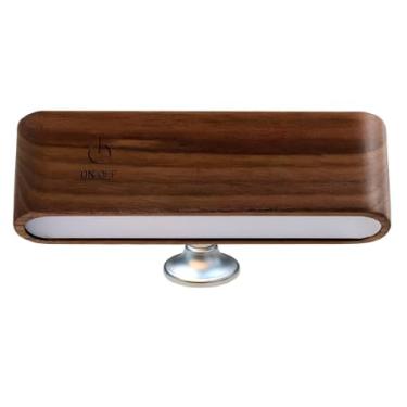 Imagem de Luminária LED Recarregável em Mogno: Design Elegante para Parede e Mesa – 3 Níveis de Iluminação e 360° de Rotação