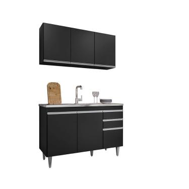 Imagem de Balcão Gabinete Para Pia 120cm 2 Portas Melissa - Ssx Multicoisas Preto