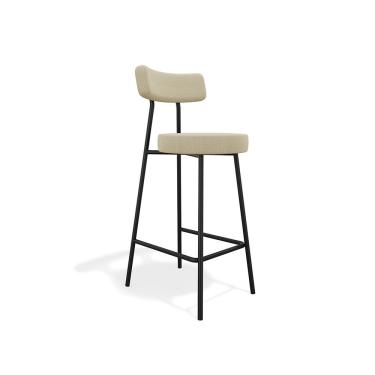 Imagem de Banqueta Alta Bock Linho Estrutura Metal Assento Linho 101 cm Cor Cobre SSX Multicoisas