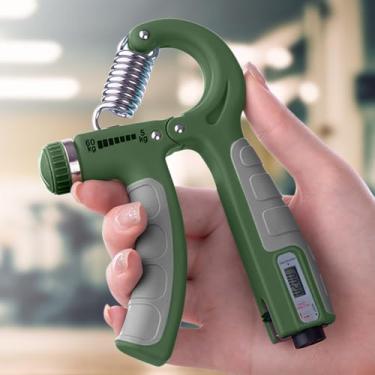 Imagem de Treinador de força de aperto de mão, treinador de antebraço de resistência ajustável para exercícios musculares e recuperação de lesões na mão (verde escuro)