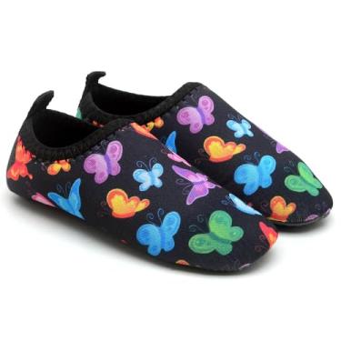 Imagem de Sapatilha Infantil Aquática Estampas Divertidas Flexível Antiderrapante Para Praia Piscina Escola Diversão Conforto (Borboleta, BR, Criança de 9 a 12 anos, Numérico, 28)