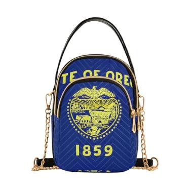 Imagem de Bolsa tiracolo feminina com bandeira do estado de Vermont, bolsa tiracolo estilosa para mulheres, Bandeira do estado de Oregon, One Size