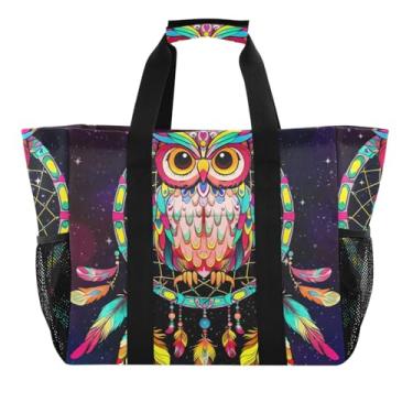 Imagem de ODAWA Dreamcatcher Owl Galaxy Bolsa esportiva durável para natação e férias, Dreamcatcher Owl Galaxy, One Size
