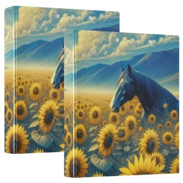 Imagem de Pasta de arquivo com três anéis para fichário de girassol com cavalos para material de escritório, 1 pacote