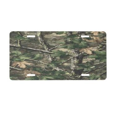 Imagem de Placa de licença de arte de camuflagem florestal para placas dianteiras de carro alumínio metal adequado para caminhão, placa de porta de carro, bar, café, acessórios automotivos para homens e