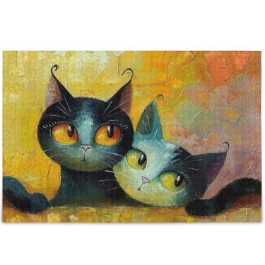 Imagem de Quebra-cabeça de pintura de gatos adultos 1000 peças flor pintura animal natureza grande quebra-cabeça personalizado jogo de quebra-cabeça presentes tecnológicos, 75 x 50 cm