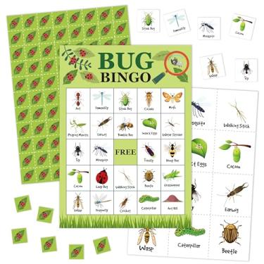 Imagem de Cartões de jogos de bingo de insetos para adultos, cartas de bingo de insetos naturais para atividades de viagem, suprimentos de lembrancinhas de decoração de festa de insetos da natureza, jogos de