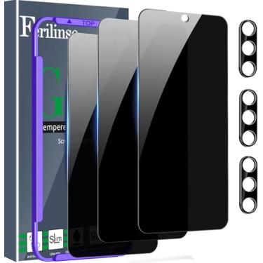 Imagem de Ferilinso Pacote com 3 protetores de tela de privacidade para Samsung Galaxy S26 Ultra com 3 unidades de protetor de lente de câmera de vidro temperado, acessórios amigáveis protetor de pantalla para