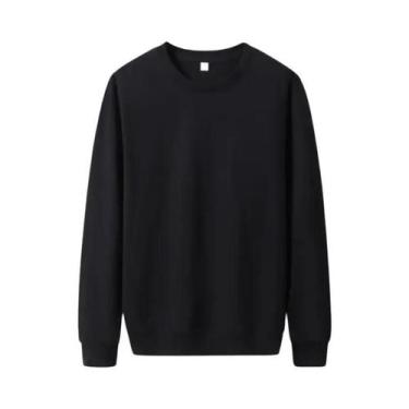 Imagem de Moletom masculino elegante fino de cor sólida, ideal para outono, pulô