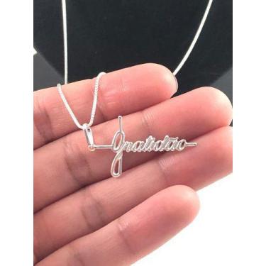 Imagem de Colar Corrente Prata Legitma 925 60 Cm Ping. Gratidão - Lojas La&Amp;N