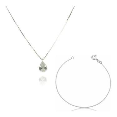 Imagem de 1 Corrente Ponto Luz Gota 50cm 1 Pulseira Veneziana Prata - La&Ny Prat