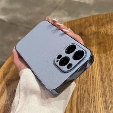 Imagem de Capa de celular de luxo com revestimento antichoque para iPhone 16 15 14 13 12 11 Pro Max (para iPhone 11 Pro Max/Azul Sierra)
