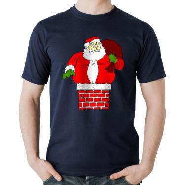 Imagem de Camiseta Algodão Papai Noel Chaminé - Foca na Moda, Marinho, M