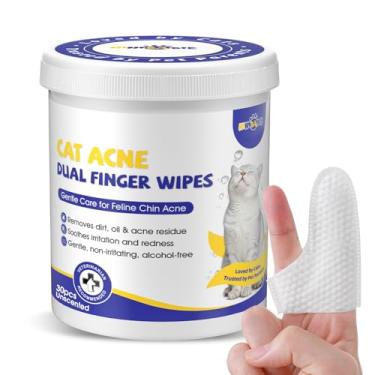Imagem de Ninibabie Tratamento de queixo para acne para gatos – Toalhetes de dedo duplo para acne e cravos felinos, fórmula natural sem enxágue, cuidados com a pele suave para queixo de gato sensível (sem