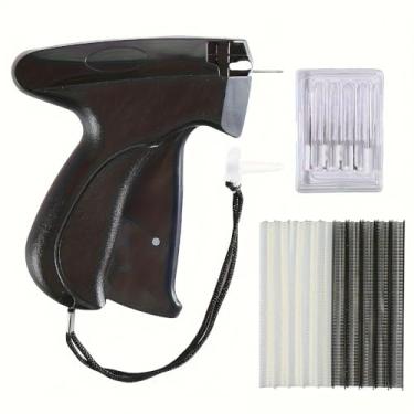 Imagem de Conjunto de mini pistola de costura e etiqueta para etiquetas de roupas, artesanato DIY, reparo de tecido e kit de costura pequeno, preto