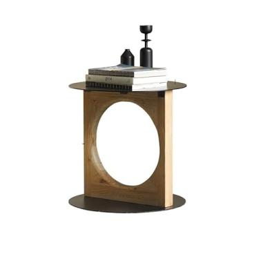 Imagem de Mesa de centro, mesa lateral, decoração de sala de estar, pequena, mesa de café, retrô, de madeira, quarto, bancada de metal, mesa de cabeceira