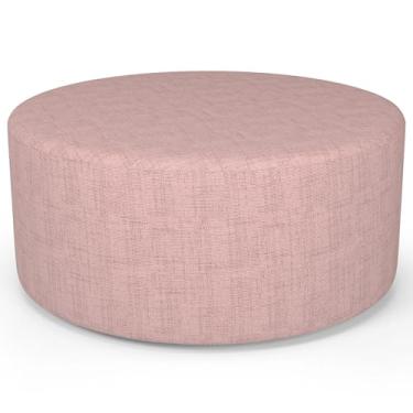Imagem de Puff Redondo Orgânico para Living 90cm Lola W01 Linho Rosa - Lyam Decor