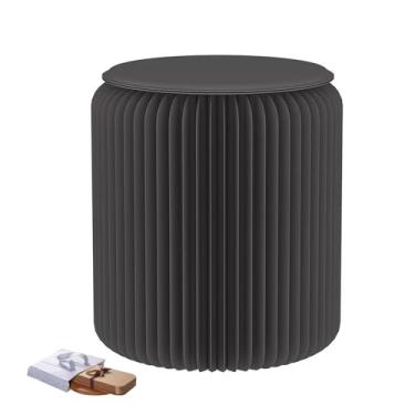 Imagem de Folding Paper Stool Tamborete Dobrável Colorido Do Papel De Embalagem, Cadeira Criativa Escalável Lazer Acordeão, Usado Para Fotografar Lojas Roupas(Black,36x40cm/14.96x15.74in)