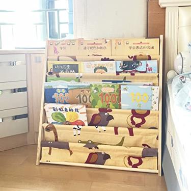 Imagem de ZDJZMGZ Porta-revistas para casa sem pintura, suporte de armazenamento de livros de madeira maciça, prateleira de leitura infantil de chão, suporte de exibição de literaturas (tamanho M)