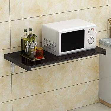 Imagem de Mesa de jantar doméstica simples montada na parede, de madeira maciça, mesa de computador com suporte de carga (cor de tronco/marrom amarelo/vermelho-marrom/preto) (preto 120 x 40 cm)