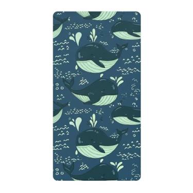 Imagem de xigua Lençol de berço de algodão baleias para meninas e meninos, macio e respirável, adequado para berço padrão e cama de criança pequena