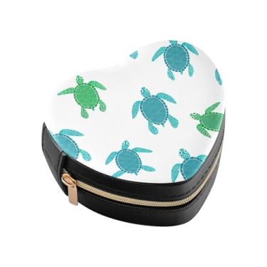 Imagem de Burbuja Mini caixa de joias em forma de coração de tartarugas para mulheres e meninas, estojo portátil organizador de armazenamento para brincos, anéis, colares e pulseiras