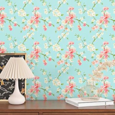 Imagem de Yullpaper Papel de parede floral Boho Peel and Stick papéis de parede para lavanderia quartos papel de parede floral removível para locatários rosa / branco papel de parede para armários de cozinha