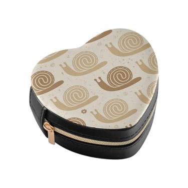 Imagem de Burbuja Caixa de joias Boho fofa em forma de coração de caracol mini estojo de joias de viagem para mulheres e meninas, estojo portátil organizador de armazenamento para brincos, anéis, colares e