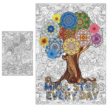 Imagem de KIRIN Pôster de colorir gigante mandala para adultos - Folhas de arte de parede mandala grande para colorir - Papel de desenho DIY inspirador árvore da vida para artigos de festa de aniversário (27 x
