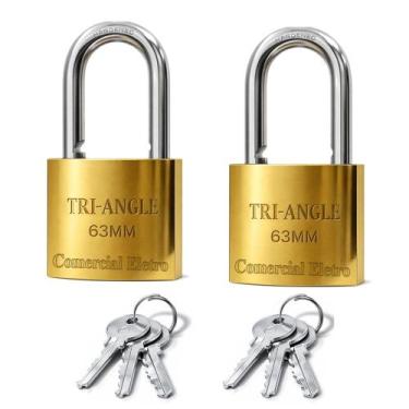 Imagem de Kit 02 Cadeados Grande 63mm Triangle Proteção Antifurto Para Portão Ga