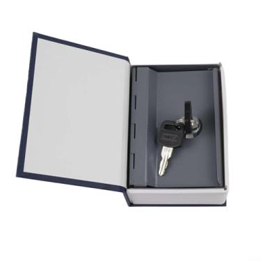 Imagem de Cofre para livros com trava de chave, caixa secreta de metal oculta, caixa de armazenamento segura para livro de dicionário inglês, azul