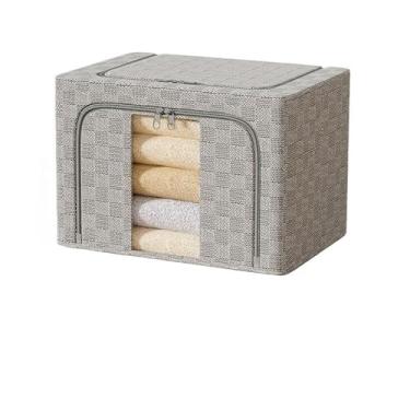 Imagem de Caixa Organizadora Roupas Brinquedos Lençol Edredom Guarda Roupa Dobrável Visor Transparente 66L (2326 xadrez)