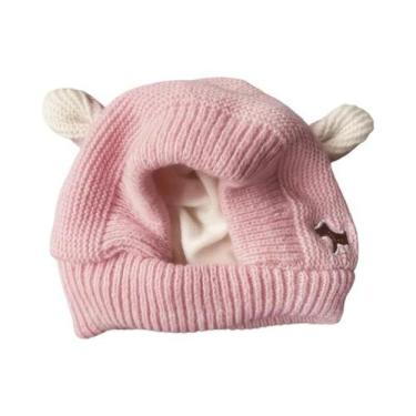 Imagem de Gorro De Lã Quente Laranja Para Cães Com Proteção Auditiva Antirruído 