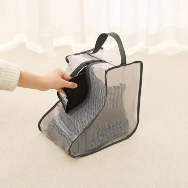 Imagem de Botas curtas portáteis e botas altas para armazenamento ou bolsa protetora, bolsas de sapato, mangas de sapatos para viagem, capa transparente para botas, organizadores de sapatos tênis, Cinza, Short