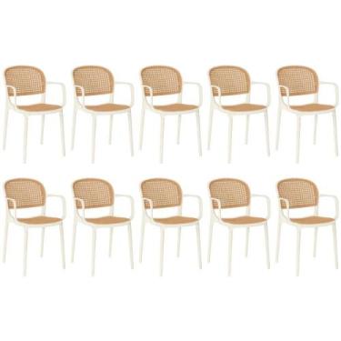 Imagem de Kit 10 Cadeiras de Jantar Roma Prática com Braços para Sala e Cozinha 