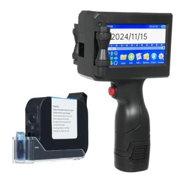 Imagem de Impressora de Jato Tinta Portátil Mão com Tela Tática LED 4 3 Polegadas Cartucho Secagem Rápida Alta Definição para Etiqueta Data Produção Código Barras Marca Registrada e Gráfico
