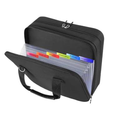 Imagem de Fichário com zíper - com alça de ombro com capacidade para 500 folhas, de fichário com vários bolsos, para escritório, sala de aula, viagem, estudo, estudantes, adultos, professores